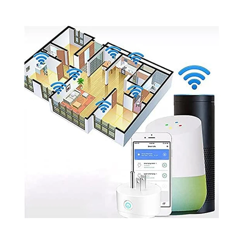 Умная Беспроводная розетка, работающая умная розетка, Wi-Fi розетка с дистанционным управлением для сотового телефона, не требуется концентратор, белая, американская вилка