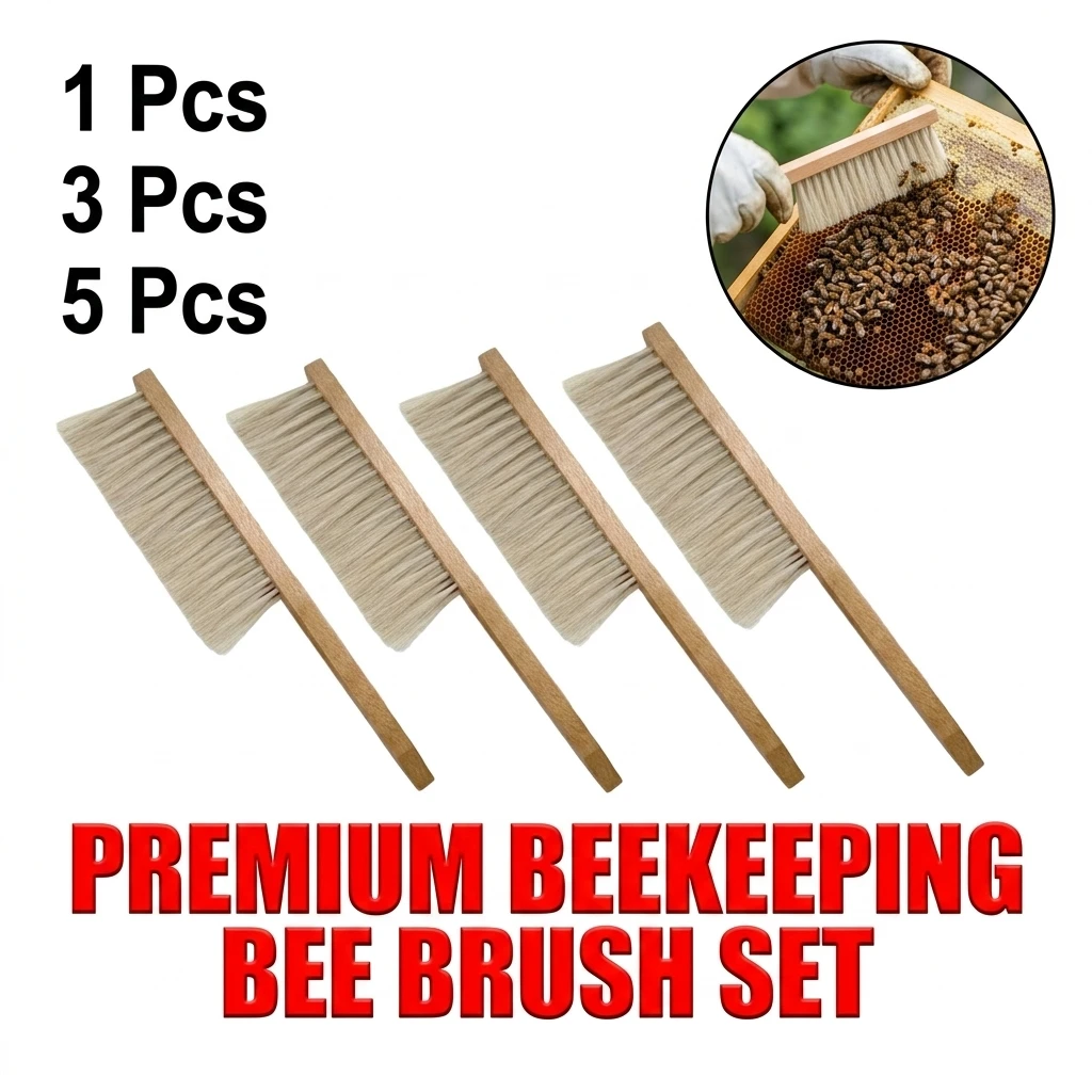 1/3/5Pcs Beekeeping Tools Wood Honey Brush Wasp Bee Sweep Two Rows Of Horse Tail Hair New Bee Brush Beekeeping Equipment