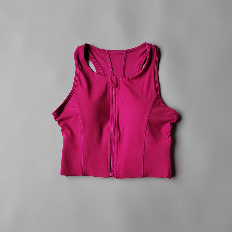 Vorderer Reißverschluss-BH Sport Fitness Stoßfest Schöner Rücken Damen-Oberteil für Outdoor-Aktivitäten Lauf-Yoga-Anzug Hohlvesten-Oberteil – Detail 4
