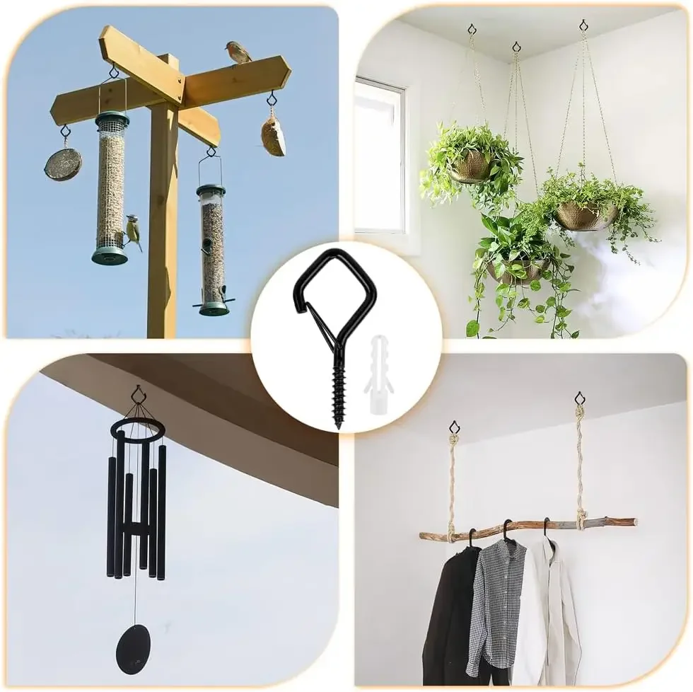 80PCS Q Type Spring Hook Safety Buckle Anti-dislodgement Lamp Hooks Safety Hooks Wall Hanging Hooks Flowerpot Hooks Cup Hooks