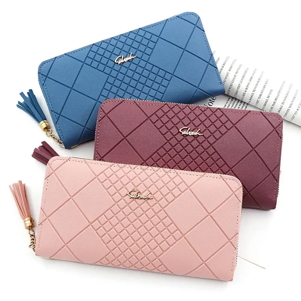 Women Fashion PU Leather Coin Purse Long Zipper Card Holder Large Capacity Wallet HandBags Money Pocket Phone Bag Wristlet Bags