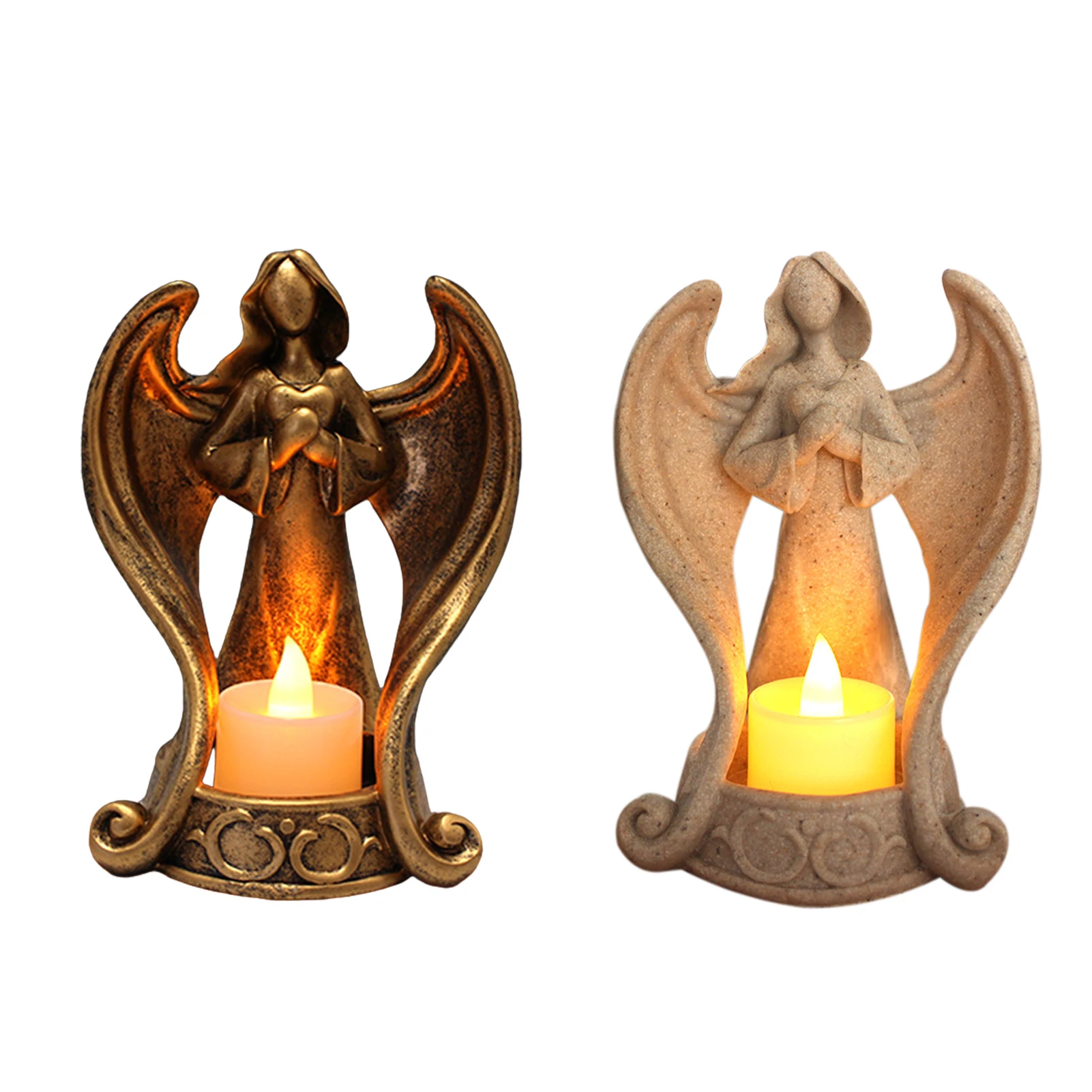 

Resin Angel Tealight Candle Holder Memorial Statue Wings Angel Candle Holder Angel Candlestick for Bereavement Sympathy Funeral