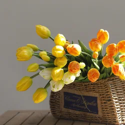 48CM Five-headed Tulip Bundle High Artificial Flower Home Interior Decoration Wedding Photo Ornament Flower Arrangement