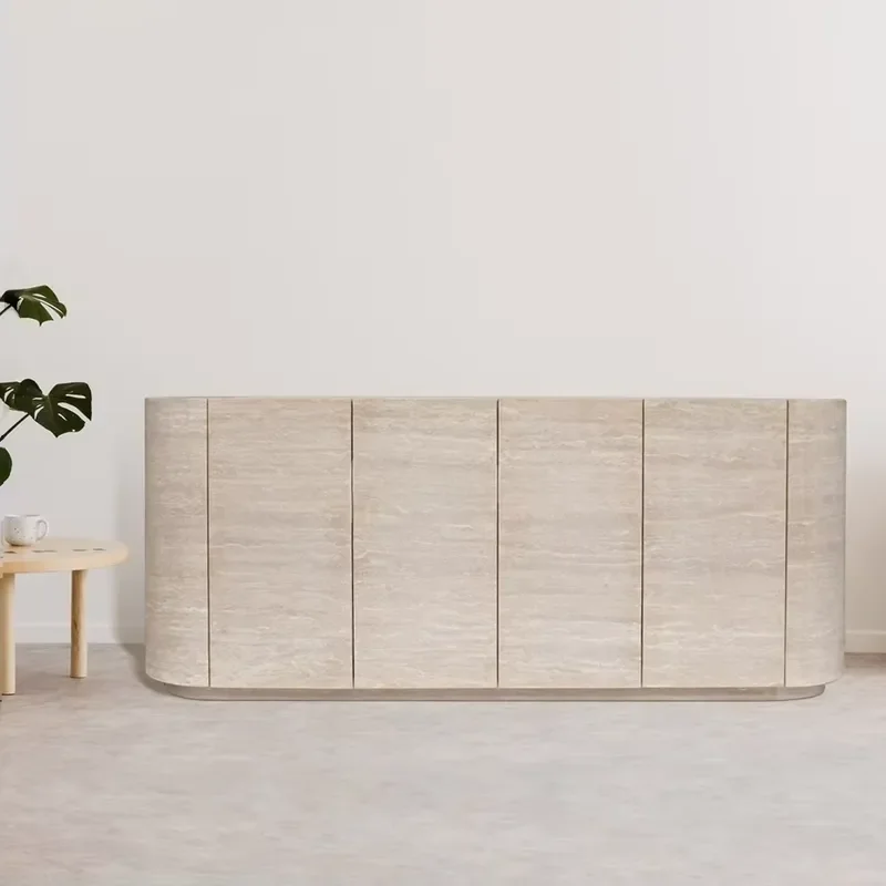 Wall-Mounted Customized 2025 Natural Roman Travertine Sideboard Storage Cabinet