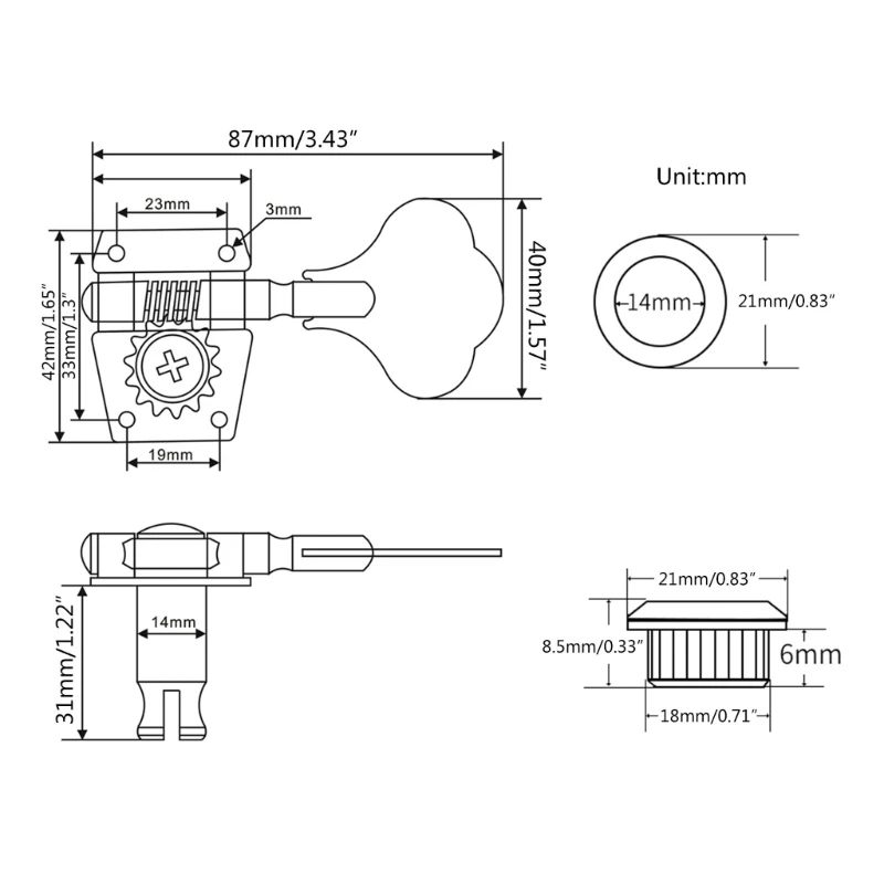 Electric Bass Tuning Peg, Opened Machine Head Replacement for 4 String Bass