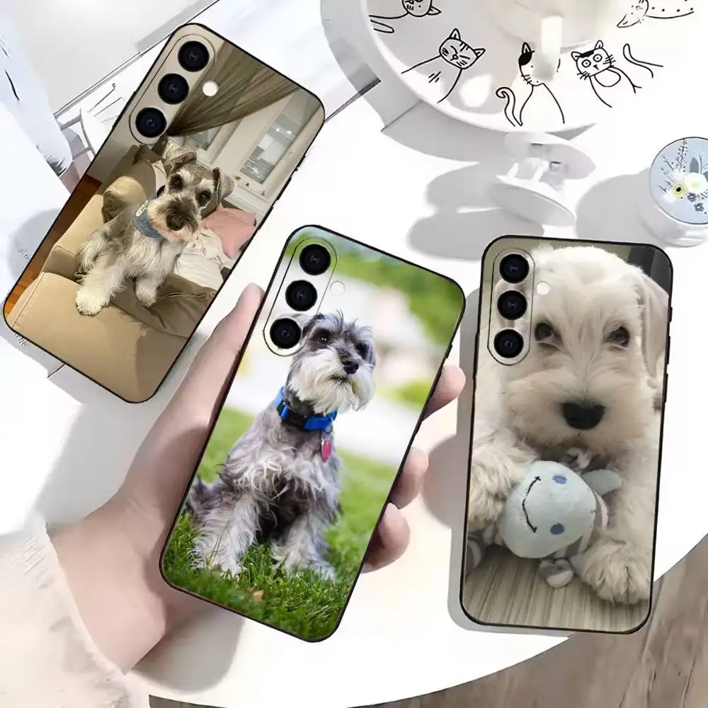 Funda de teléfono con diseño de cachorro Schnauzer, bonita y pequeña, para Samsung Galaxy A73,A72,A71,A70,A53,A52,A51, otras fundas negras suaves