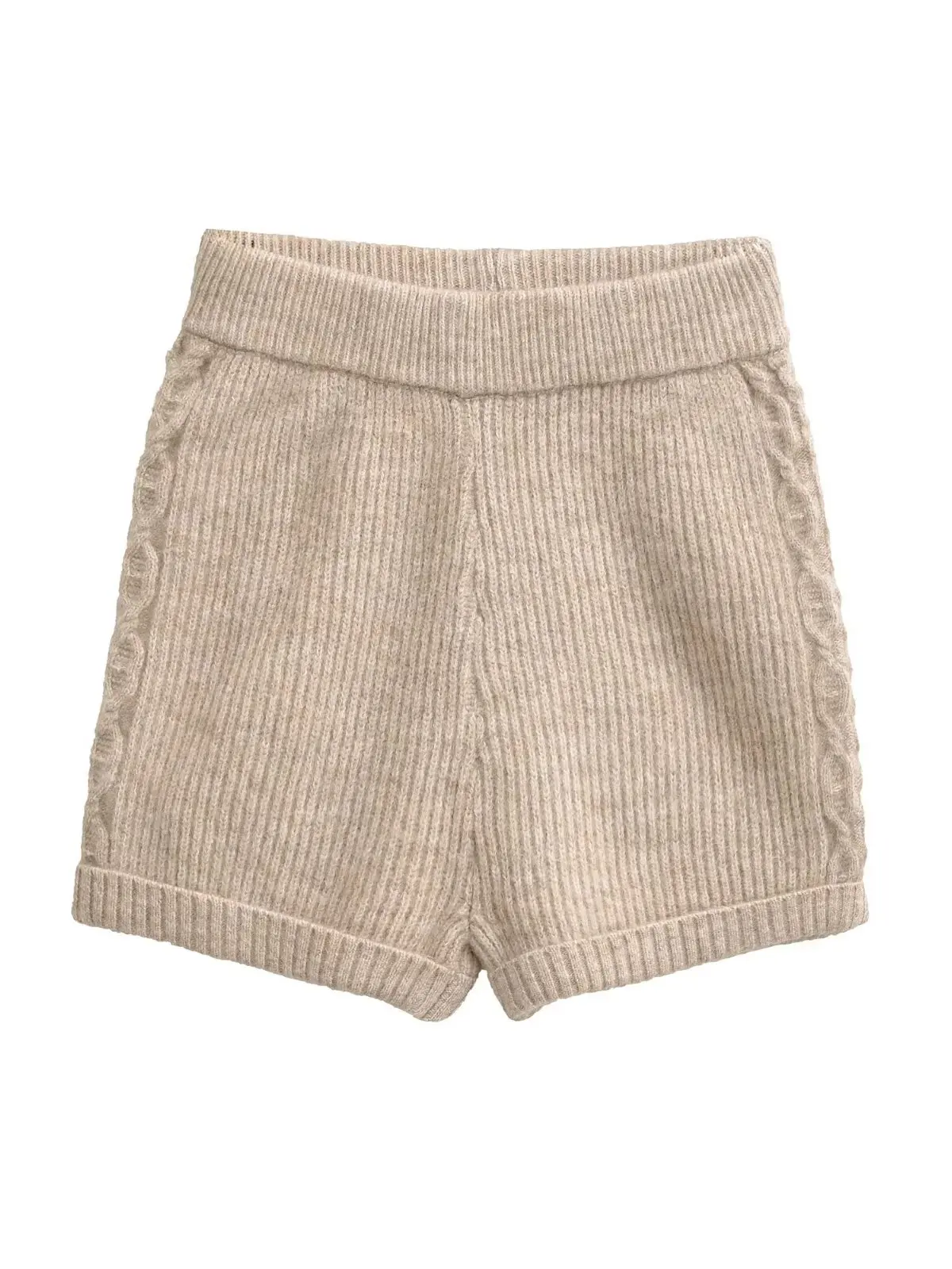 American Retro Deep ey Ultra orts tejido de lana cintura elástica pantalones de abrigo Faionable para mujer pantalones de cintura alta