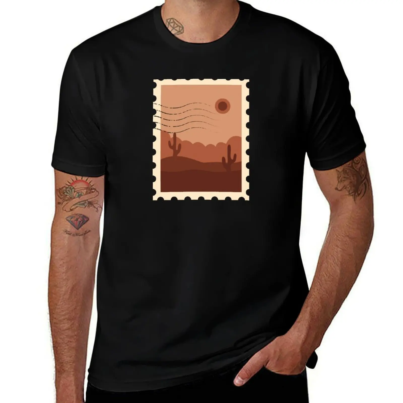 

Desert stamp T-Shirt street wear funny costumes plus size clothes blacks men t shirt