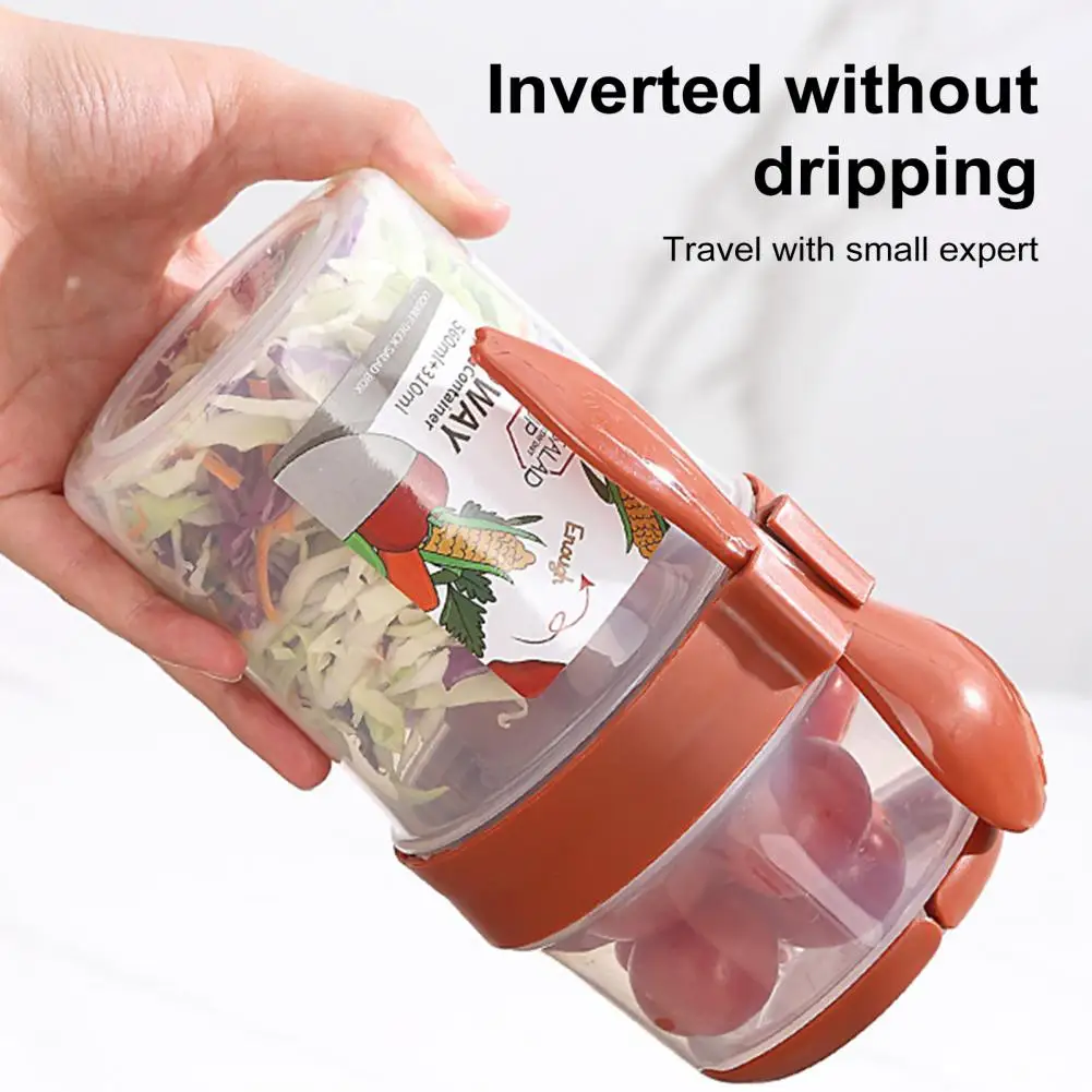 Portable Salad Container Cup Portable Salad Cup with Fork Dressing Holder for On-the-go Meals Bpa-free for Lunch