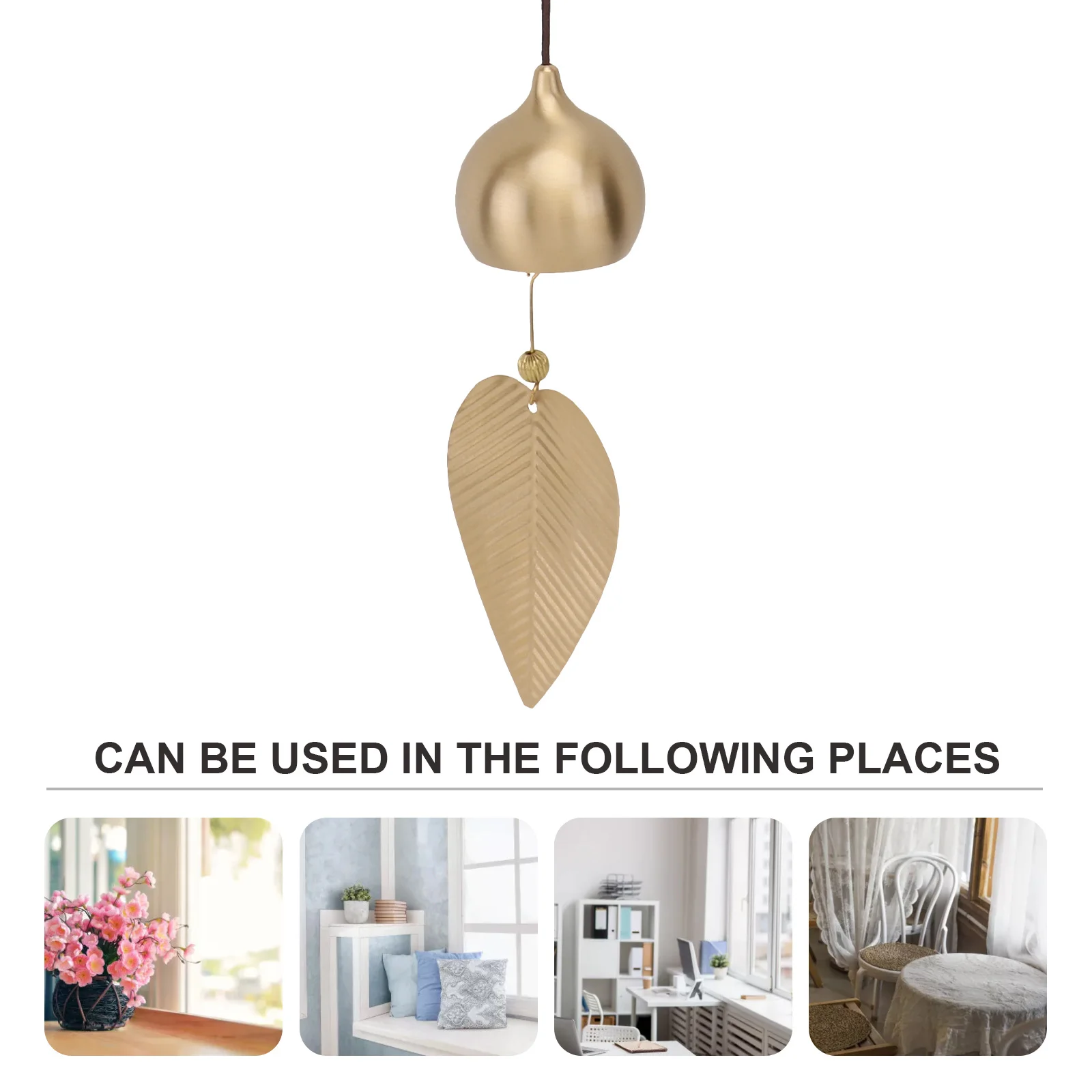 1Pcs Metal Wind Bell Copper Leaf Vintage Chime Pendant for Outdoor Indoor Decoration Hanging Garden Porch Decor