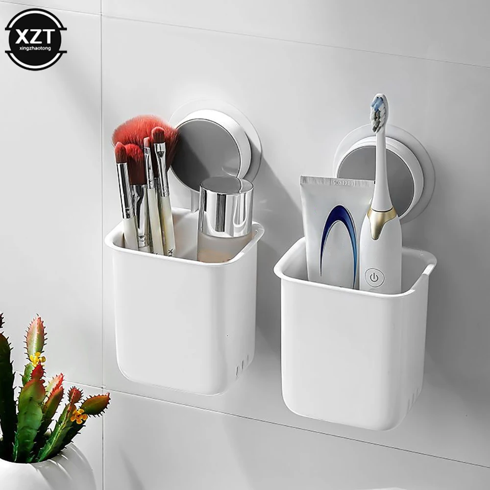 Toothbrush Wall Mounted Holder Toothpaste Mouth Cup Waterproof Holder Drill-Free Bathroom Storage Shelf Portable Rack Organize