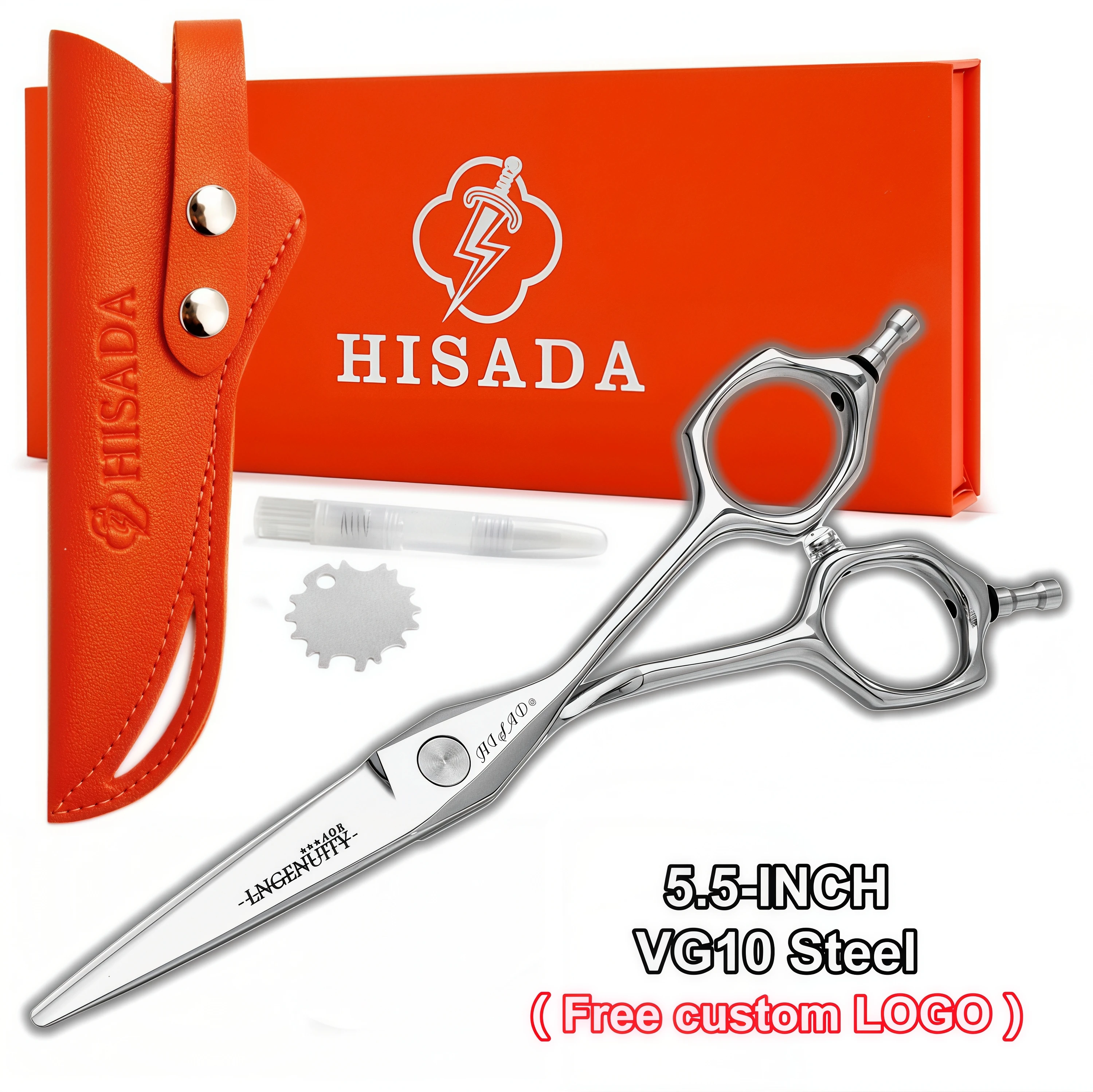 

HISADA barber scissors,5.5 inch Multifunctional hair scissors,Japanese VG10 steel,Barber shop professional hairdressing scissors