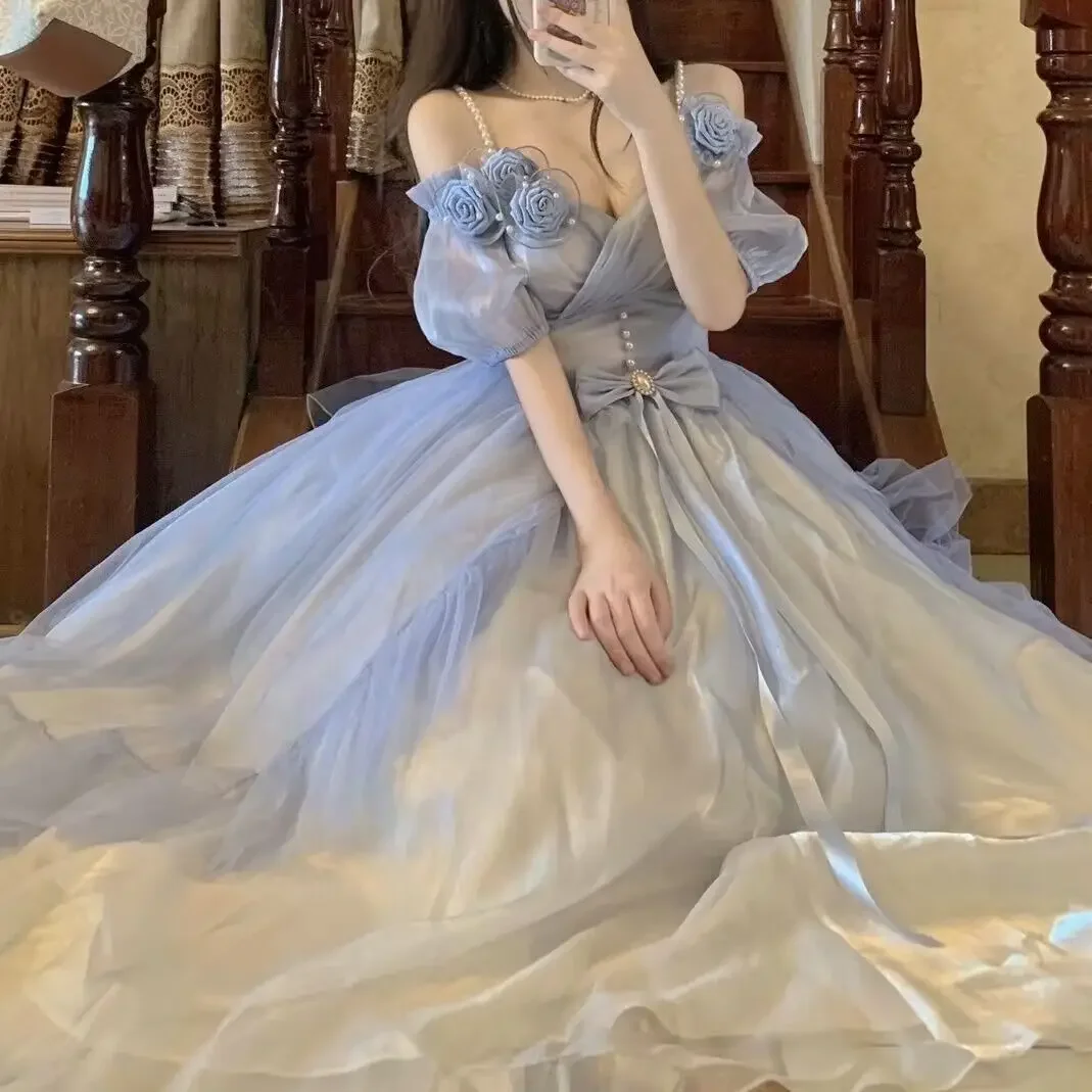 Robe Lolita bleue dégradée pour femmes et jeunes filles, robe Sweet Lolita, fête d'anniversaire, été, nouveau, 2023