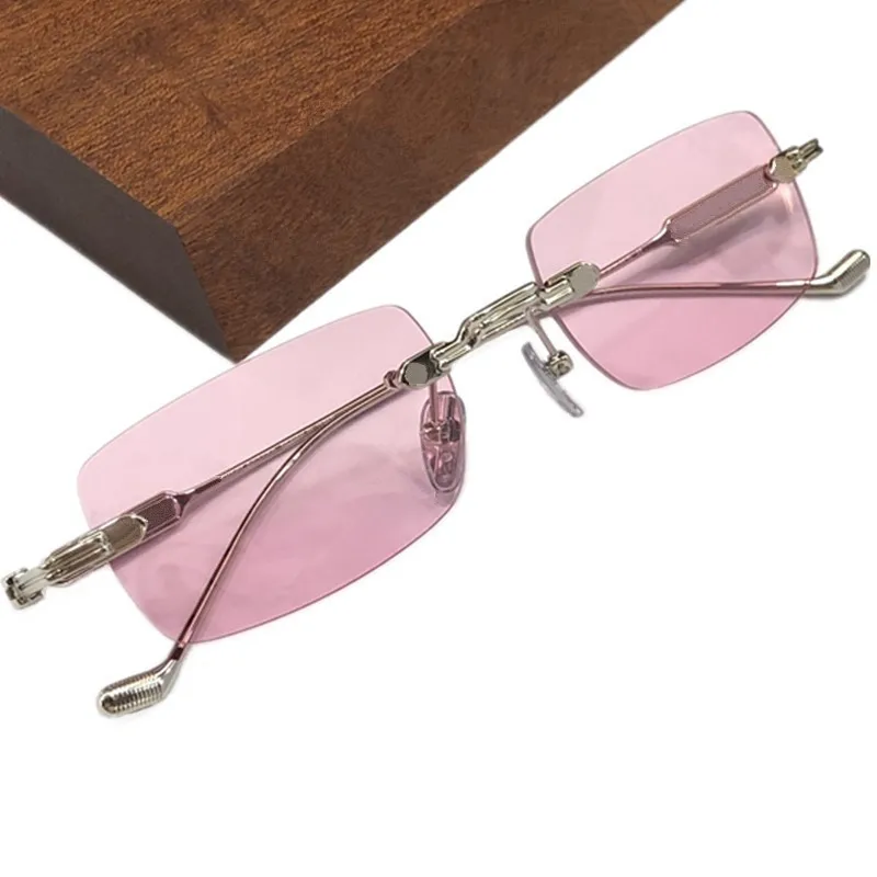 

New CHRetro-Vintage Round Square Rimless Sunglasses UV400 Polaring Unisex NoCase 54-21-140Light Titanium Colo-Fading Gogg