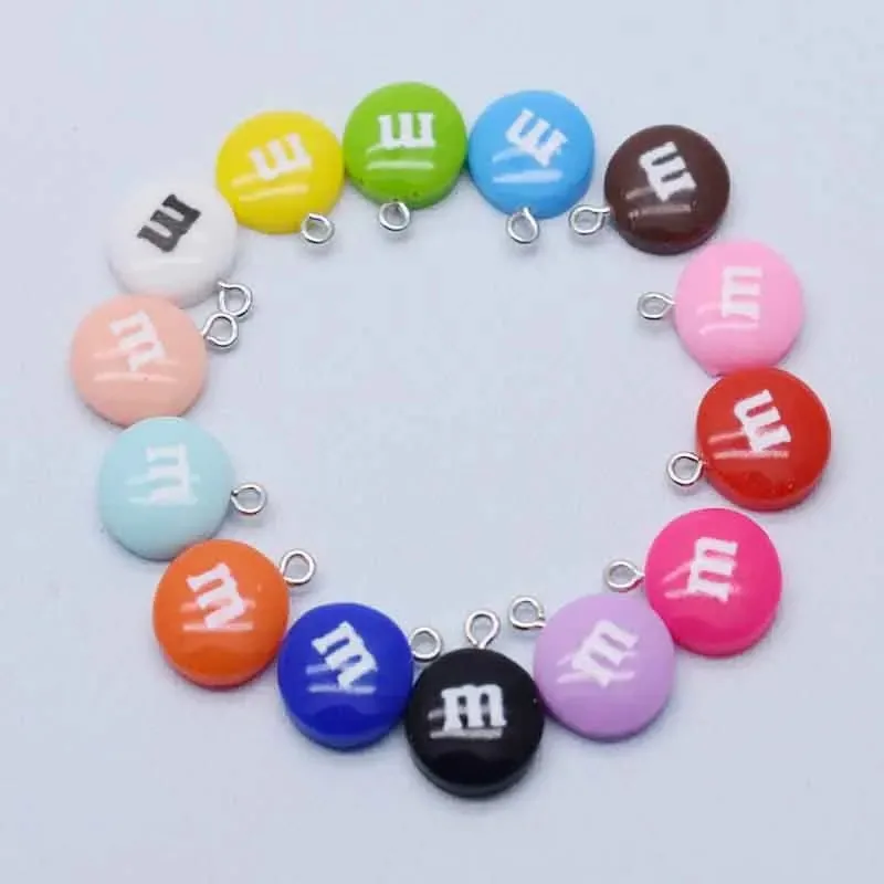 20 قطعة Kawaii M الفاصوليا الراتنج الحلوى المعلقات DIY بها بنفسك الديكور أقراط قلادة مجوهرات الأزياء والاكسسوارات