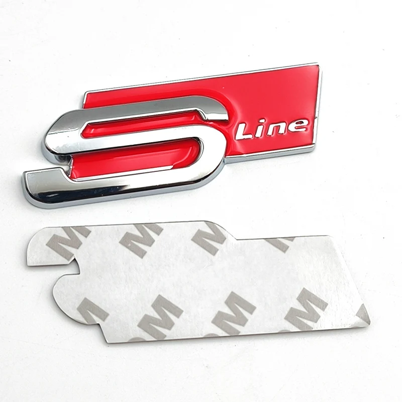 3D Big Metal Black Sline Logo S Line Emblem Car Badge For Audi A1 A3 A4 A5 A6 Q2 Q5 Q7 Q3 S3 S4 S6 TT S Line Sticker Accrssorie