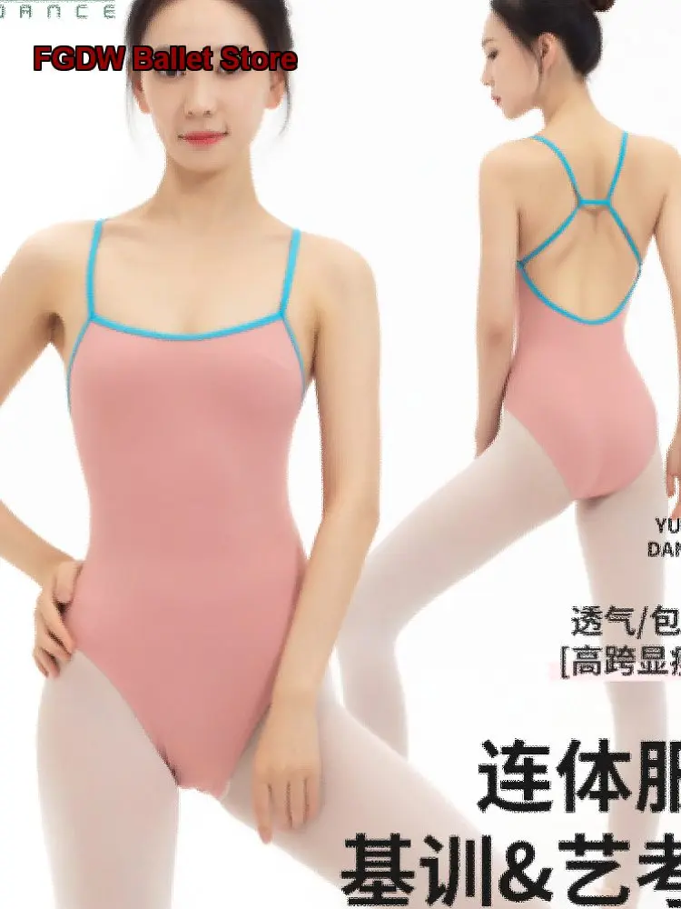 Women's Single Spaghetti Strap Cross Back One-Piece Dress Art Exam Body Suit Practice Leotard Gymnastics Leotard Gymnastics