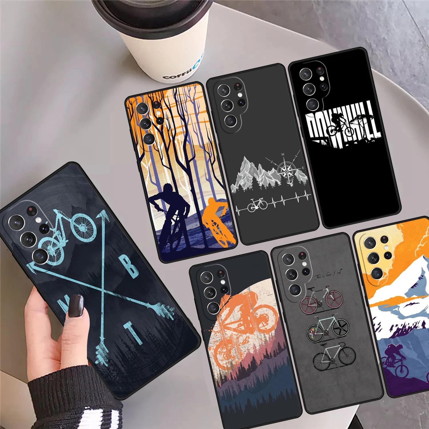 mountain bike biker biking cycling Downhill bicycle Phone Case Cover For Samsung S24 Ultra 23 S22 Plus S21 FE S20 Note 10 Pro 20