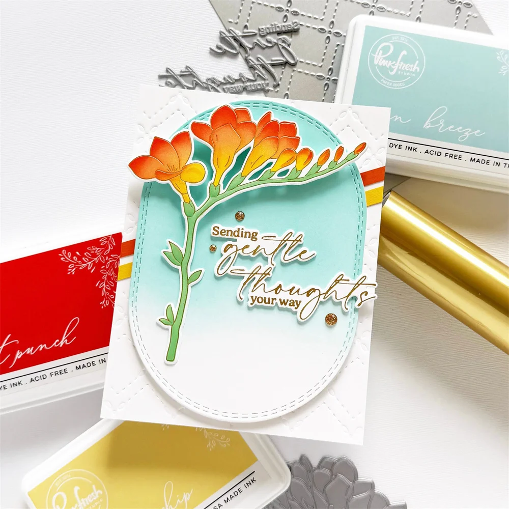 Freesia Flourish Bloom Metal Cutting Dies Scrapbook Embossed Stamps Stencils Drawing Hot Foil Plate Album DIY Craft Decoration