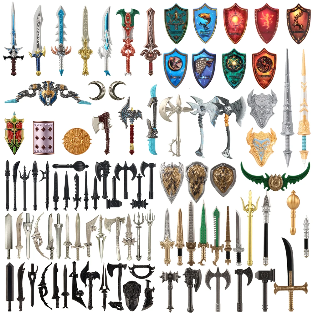 

Средневековые солдатские аксессуары MOC, строительные блоки, аниме-фигурки, мечи, топы, щит, банты, наборы стрел, мини-кирпичные игрушки, подарок S016