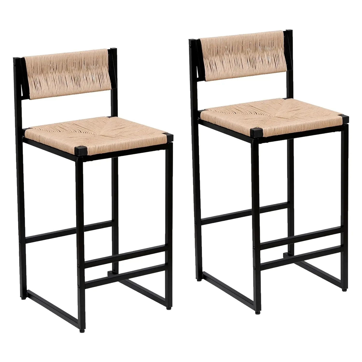 

Handwoven Paper Rope Bar Stools Counter Height with Footrest Kitchen Island Dining Bar Cafe 2pcs, Customized