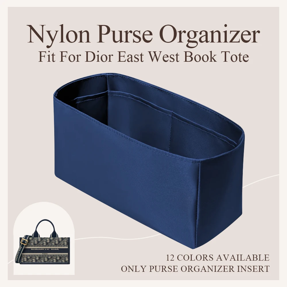 Nylon Purse Organizer Insert Fit for Dior East West Book Tote Lightweight Inside Bag Organizer Insert Inner Liner Storage Bag