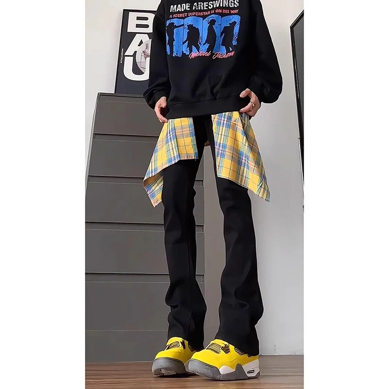 

Мужские джинсы с высокой талией, прямые, зауженные, удлиненные, в американском стиле, молодежные, модные