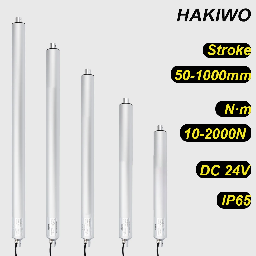 HAKIWO Straight Linear Actuator 24V IP65 Waterproof 2000N 50mm 100mm 500mm 1000mm Stroke Solar Tracker Motorisation Door 150mm/s