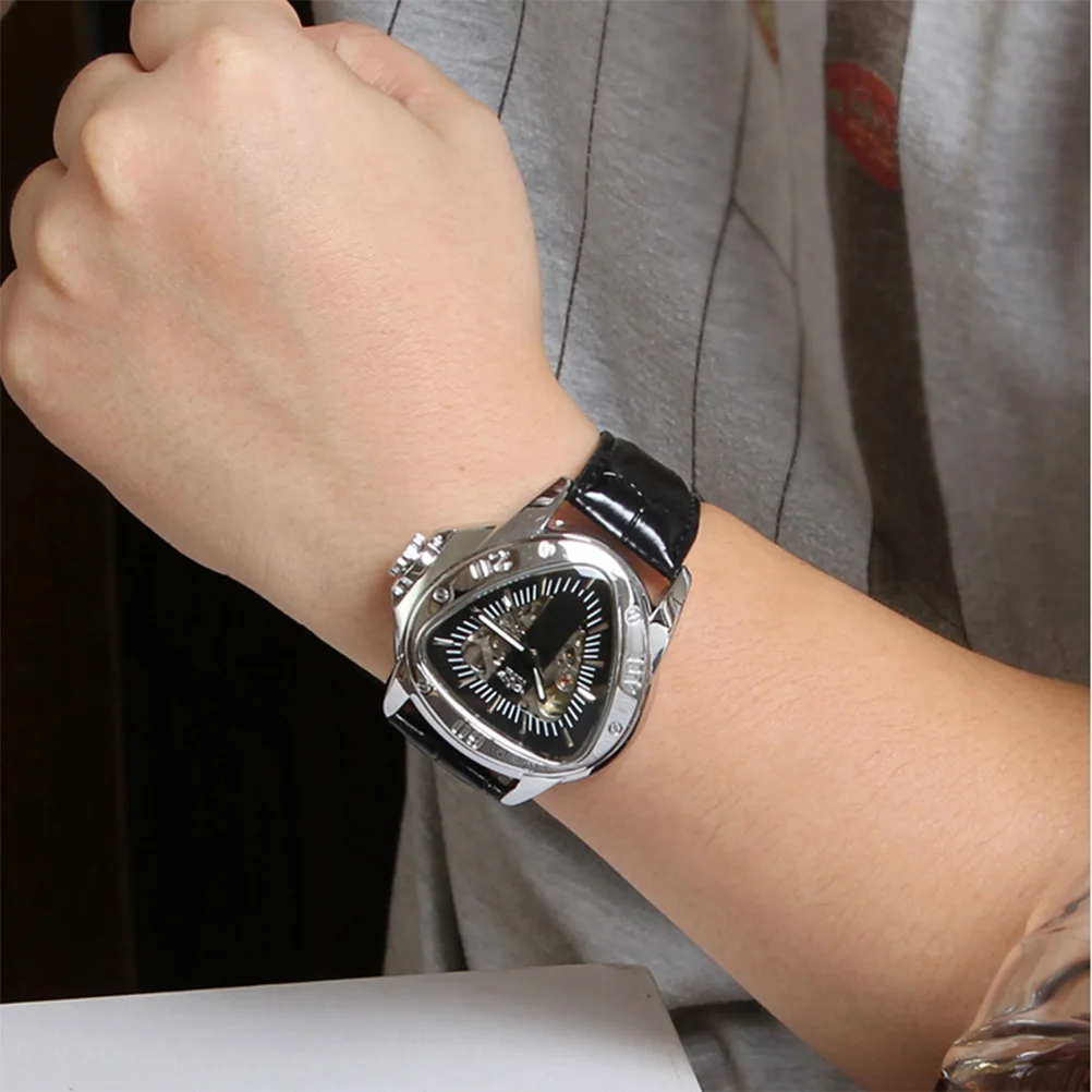 

Men's Business Watches PU Band Wrist Mechanical Automatic System Black