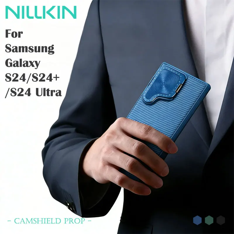 NILLKIN CamShield Prop Magnetic Case for Samsung Galaxy S24/S24 Plus/S24 Ultra, Lens Cover,  Anti-Drop Airbags, Mobile Holder