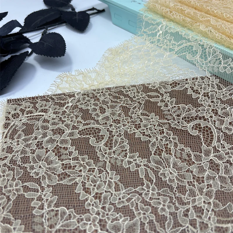 Chantilly Lace Trim Gold Coloe Eyelash Lace Fabrics DIY Sewing Crafts Golden French Lace For Clothing Needle Work