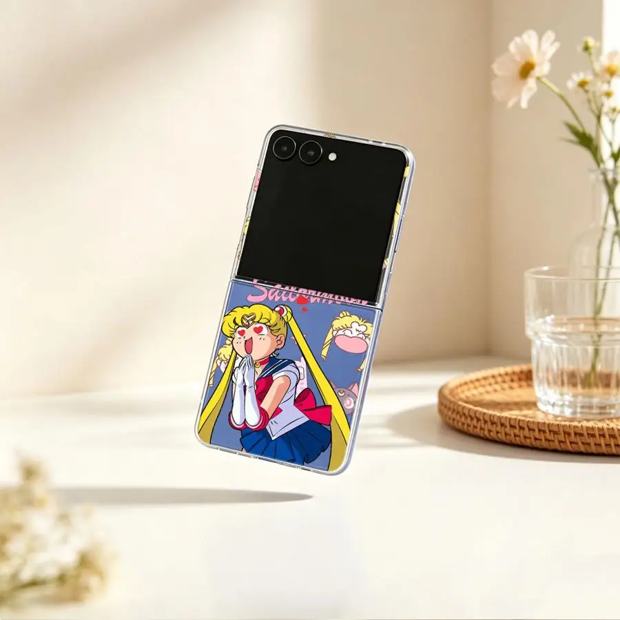 Sailors M-oons Cute Phone Funda Case for Samsung Galaxy Z Flip 8 Flip3 Flip7 FE Z Flip 7 6 5 4 3 Flip6 Flip5 Flip4