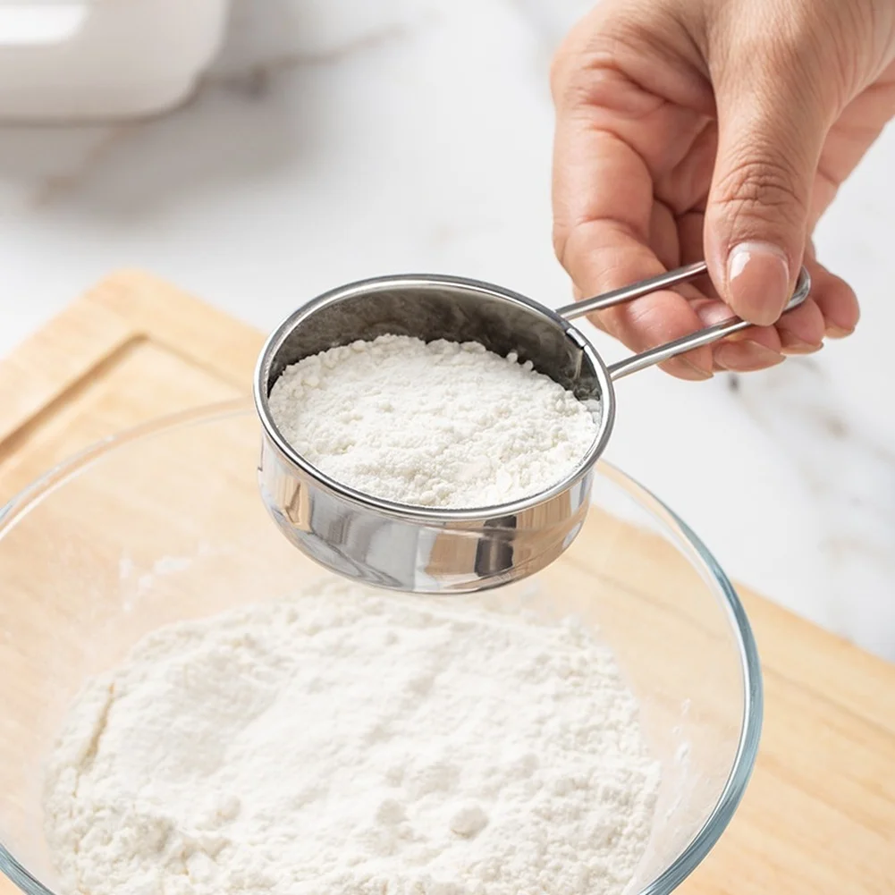 Flour Sieve with Precision Fine Mesh Stainless Steel Construction for Even Distribution of Dry Baking Ingredients