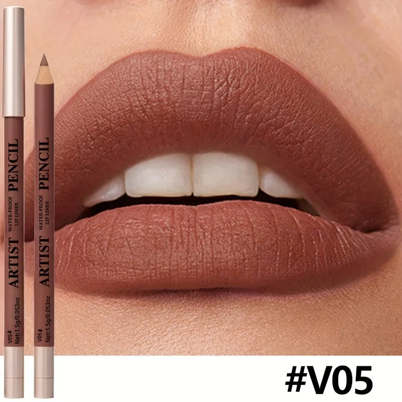 قلم تحديد الشفاه غير اللامع مقاوم للماء، تركيبة غير جافة تدوم طويلاً، جميع أنواع البيج، مكياج الشفاه غير اللامع لأحمر الشفاه والبطانات اللامعة