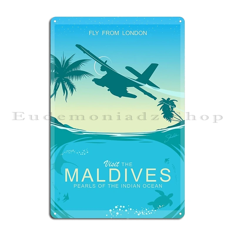 زيارة جزر المالديف لوحة معدنية ملصق جدار جدارية جدارية اللوحات الكلاسيكية جزر المالديف السفر تين تسجيل الملصقات #4