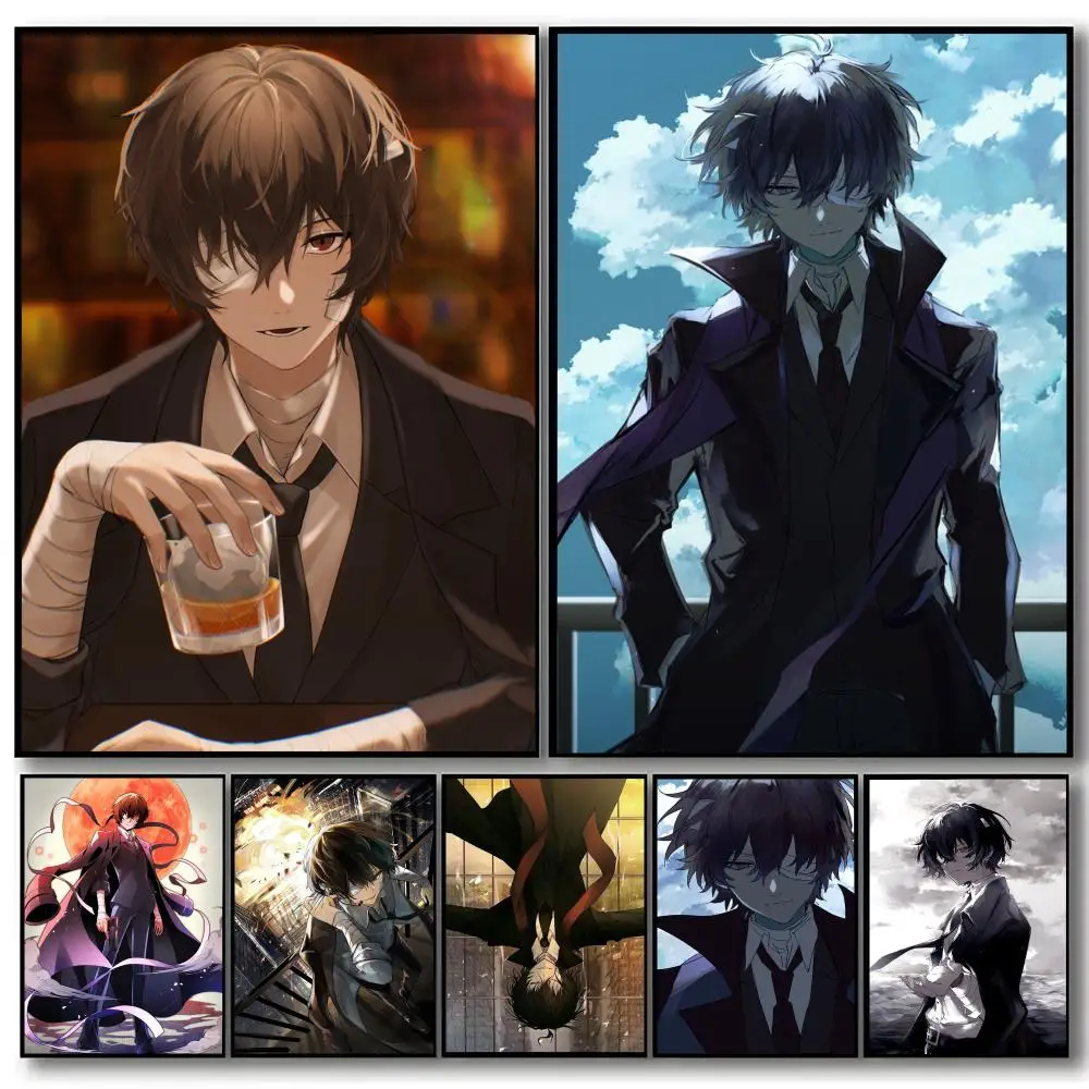 Bungo Stray Dog Osamu Dazai  Poster Self-adhesive Art Waterproof Paper Sticker Coffee House Bar Room Wall Decor