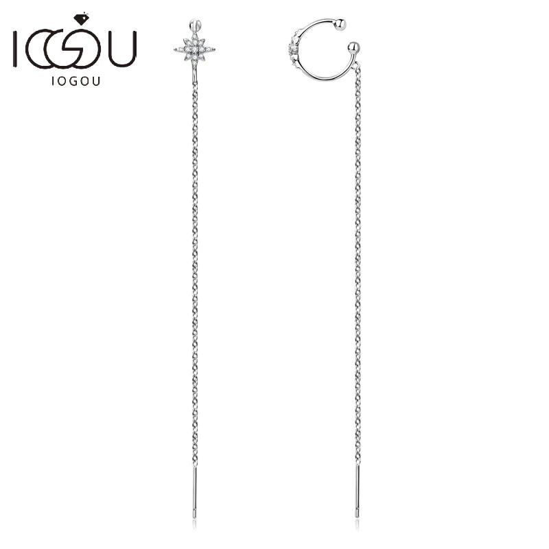 IOGOU Moissanite Drop Earrings Star Shaped Ear Cuff Earrings Trending Products 2023 Real 925 Silver Women's Unique Fine Jewelry