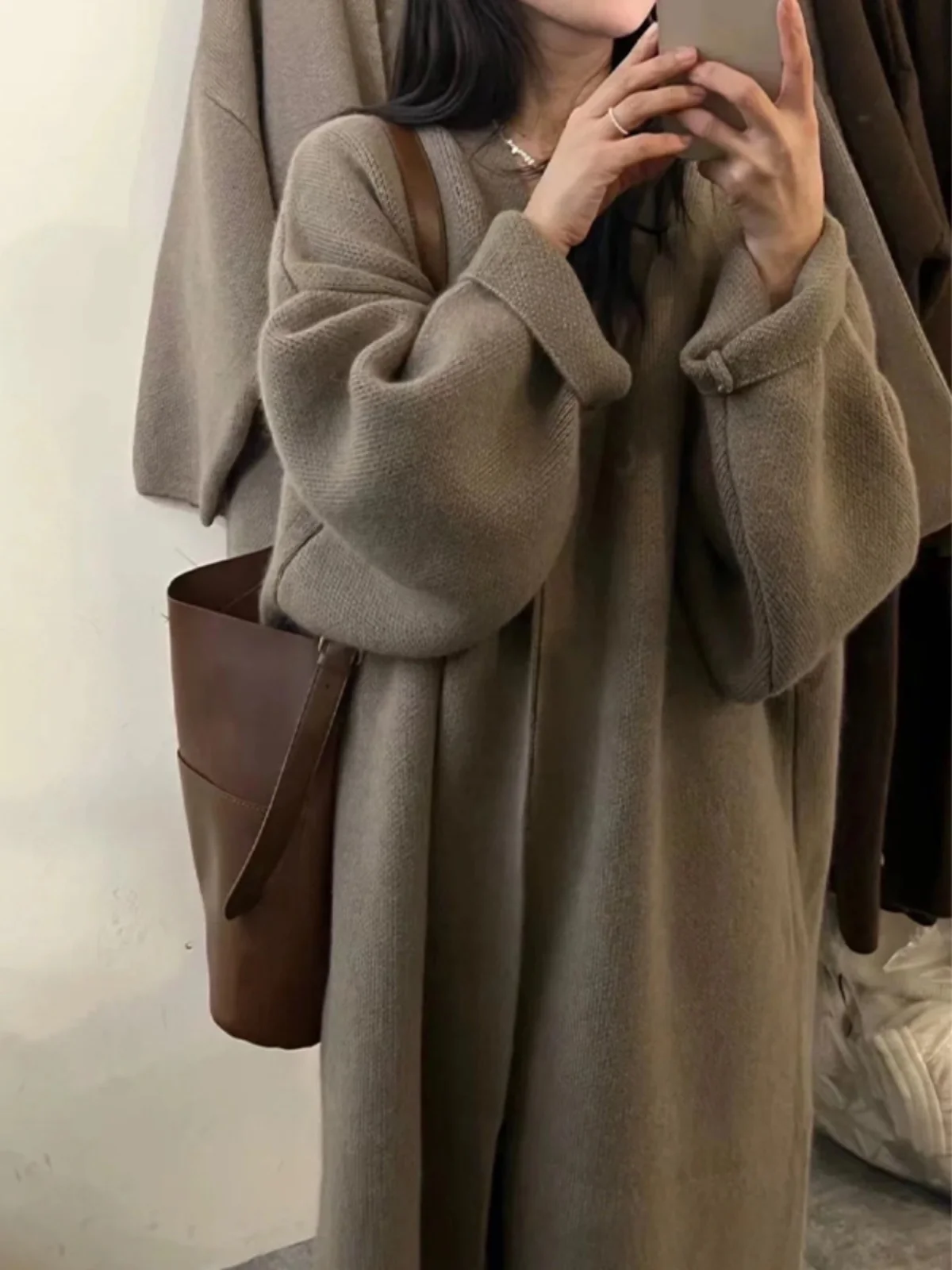 

plus Size Korean Sle Lazy Sweater Jaet Women's Autumn Winter Outerwear Knitted Cardigan Coat for Heavy Women 300 Pou