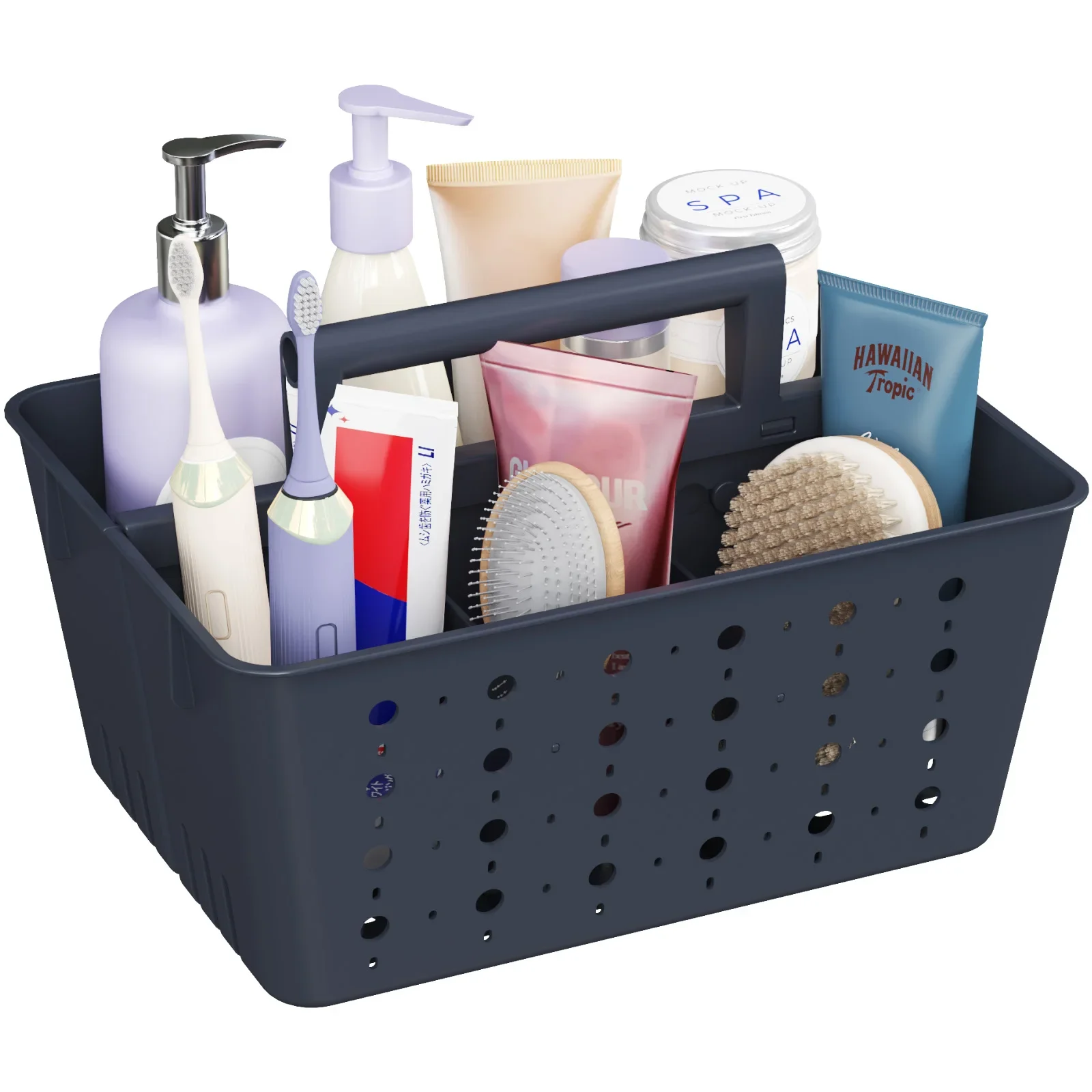 

Портативная душевая кабина с ручкой, пластиковая душевая кабина с отверстиями для общежития, чистая корзина-органайзер для ванной комнаты, колледжа