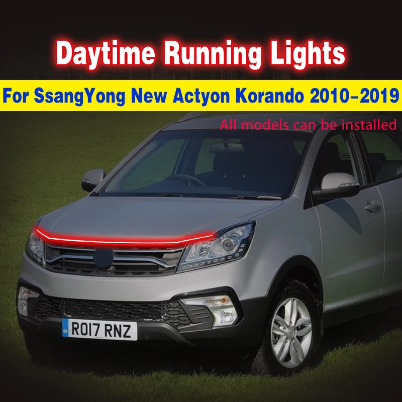 

For SsangYong New Actyon Korando 2010-19 Led Car Hood Light Strip DRL Car Daytime Running Lights Decorative Lamp Auto Headlight