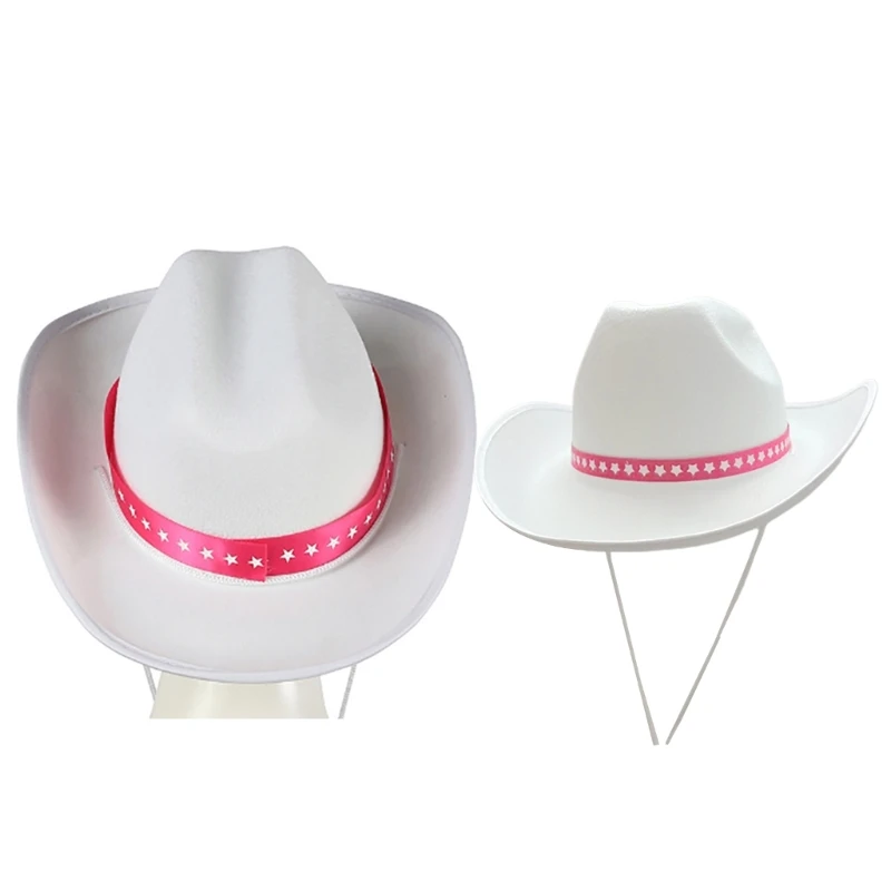 50JB White Hat Costume Accessories Western Cowboy Hat Multipurpose Decoration for Kid Girl Costume Cosplay Props Ornament