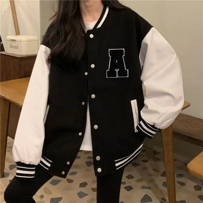 

Deeptown Varsity Baseball Jacket Women Harajuku Fashion Korean Streetwear Bomber Jackets Couple Uniform Oversized Coats Female