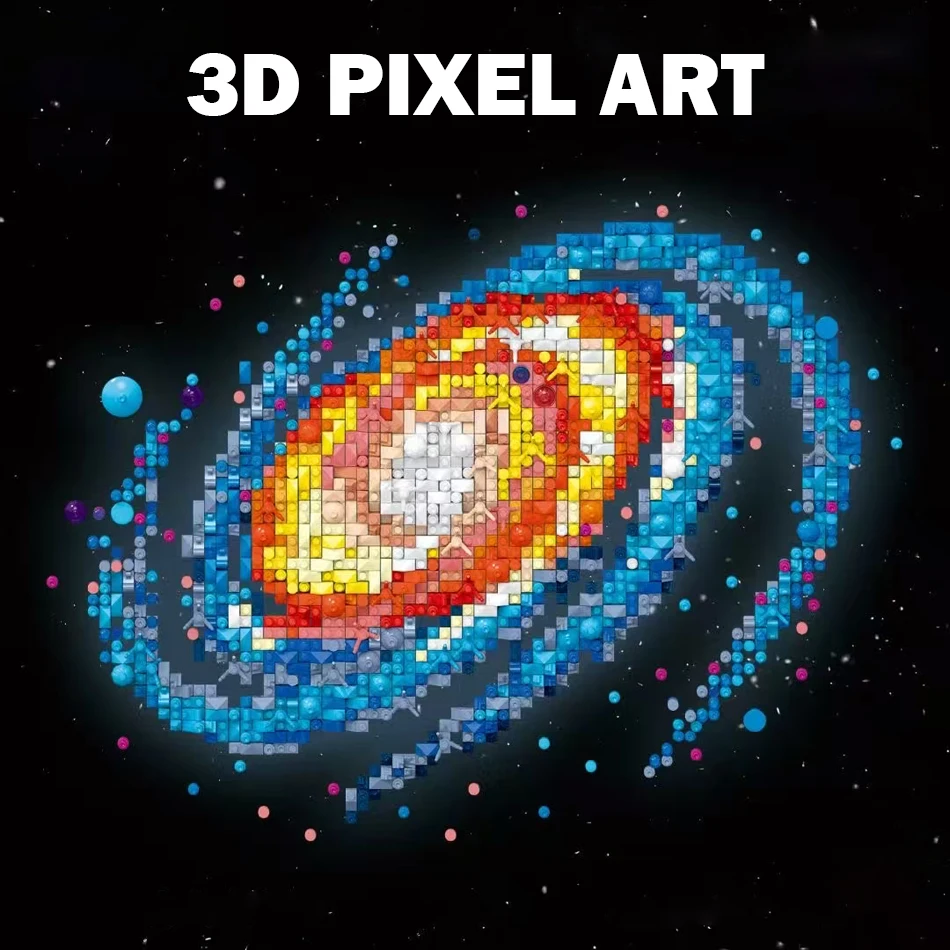 Moc 3d pixel art a via láctea galáxia pintura micro blocos de construção quadro céu estrelado decoração da parede mini tijolos brinquedos criança adulto presente