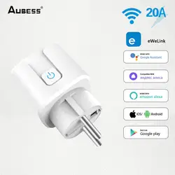 EWelink Smart Socket EU 20A Wifi Plug With Power Monitoring Smart Home APP Voice Control Timing Outlet For Alexa Google Home