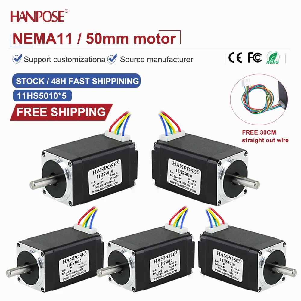 5PCS NEMA11  11HS5010 Miniature Stepper Motor 0.17N. m 0.85A 3D Printing Accessories Motor Manufacturer Direct Sales in Stock
