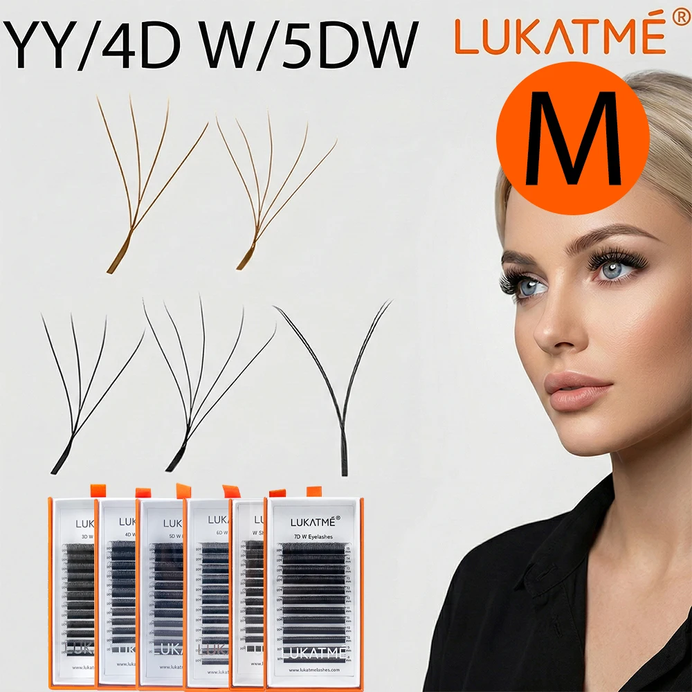 

LUKATME M Curl Eyelash Extension Premade Fans Black Brown 4D 5D LU Fox YY Lashes 7-14mm BASF False Lashes