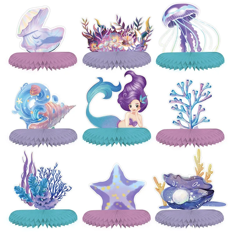 

New Ocean Mermaid Honeycomb Decoration Desktop Decoration Paper Fan Honeycomb Ball Decoration