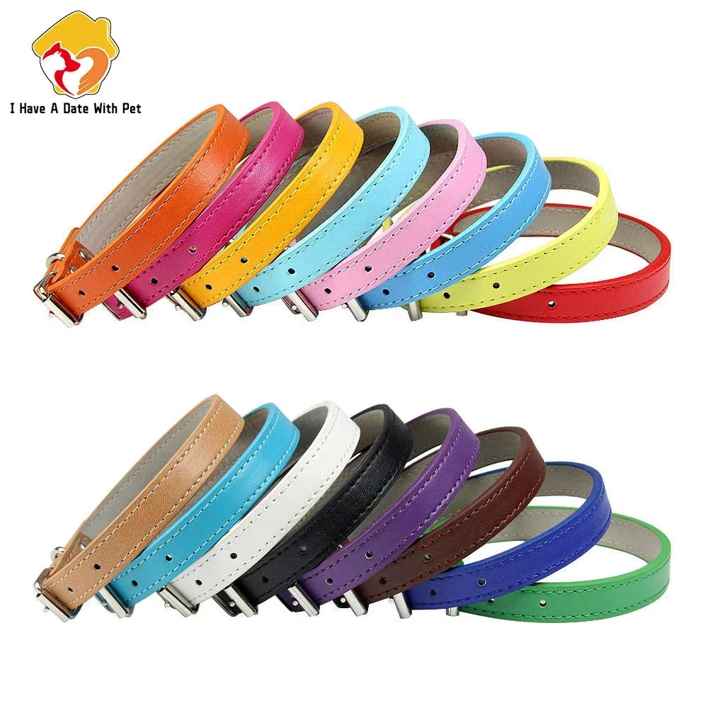 Soft Leather Solid Dog Collar Adjustable Puppy Neck Strap Safe Collars for Small Medium Big Dog Kitten Necklace Cat Accessories