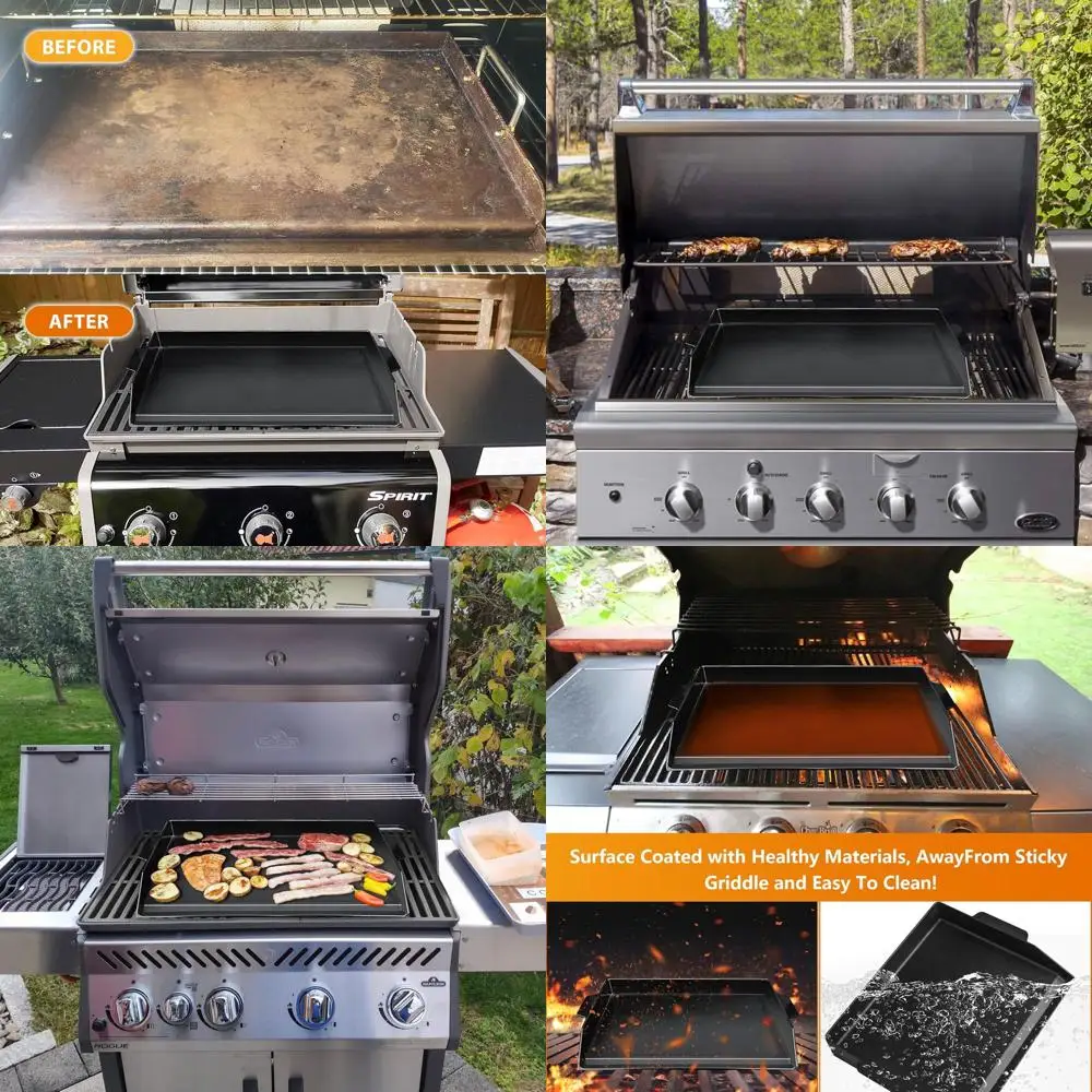 

23 X 16 Pre-Seasoned Nonstick Cast Iron Griddle Pan with High Sidewalls for Gas Grills and Stovetop Cooking