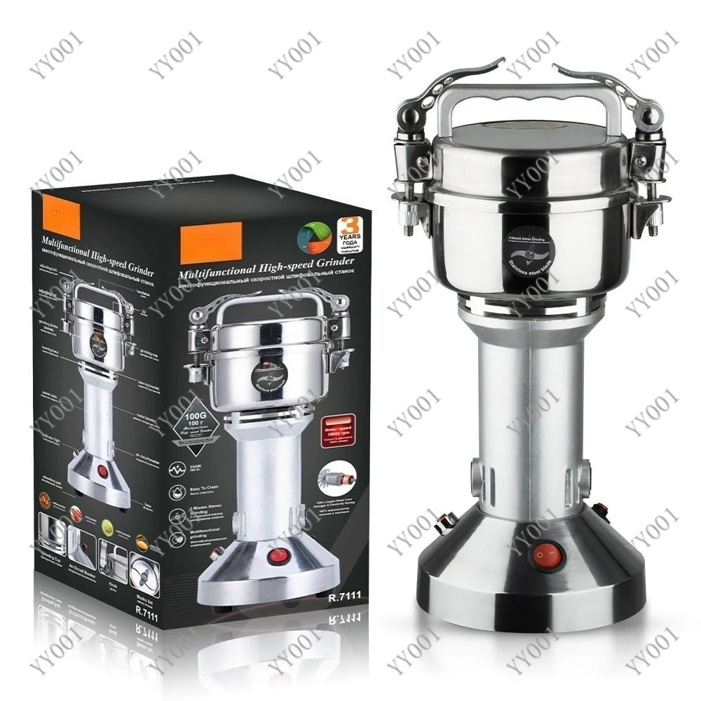 EU Plug Electric Grain Grinder Mill for Coffee Herbs Cereals Dry Grinding Home Commercial